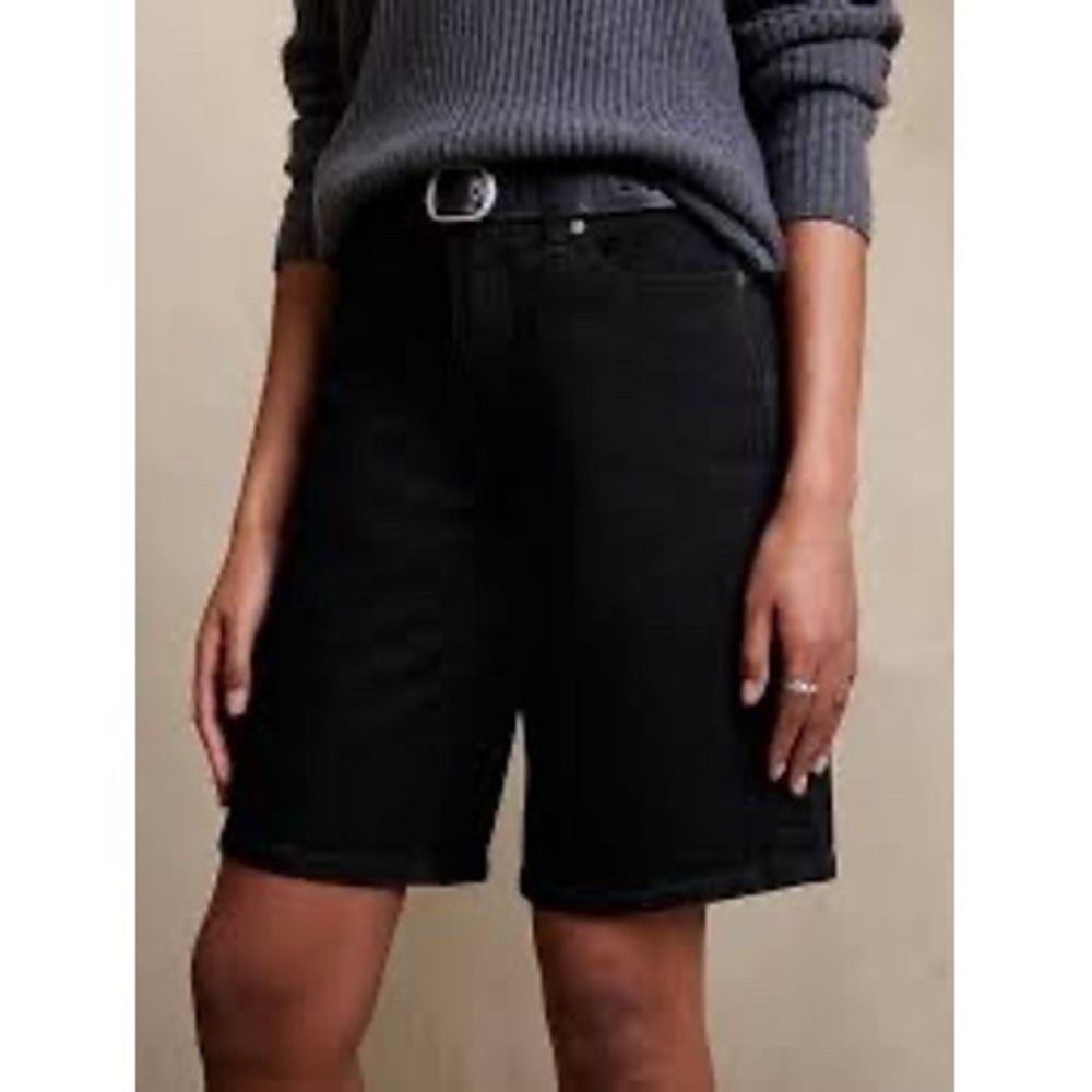 Banana Republic | Bermuda Denim Short 28/6 Black High Rise Stretch Summer Fall - Picture 2 of 11